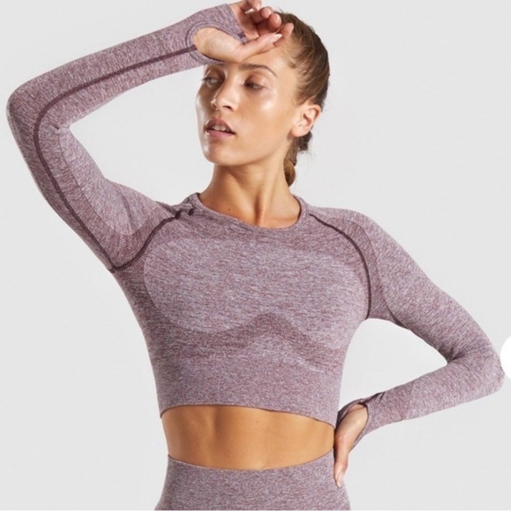 Gymshark Purple Heathered Long Sleeve Crop Top